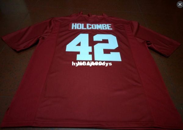 

men #42 keith holcombe alabama crimson tide red black white college jersey or custom any name or number jersey, Black;red