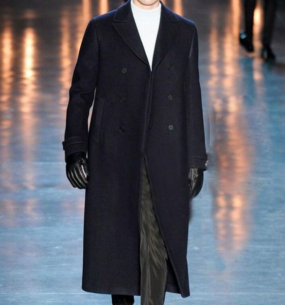 

s-6xl 2018 spring male new fashion personality custom black long lapel double breasted wool trench coat
