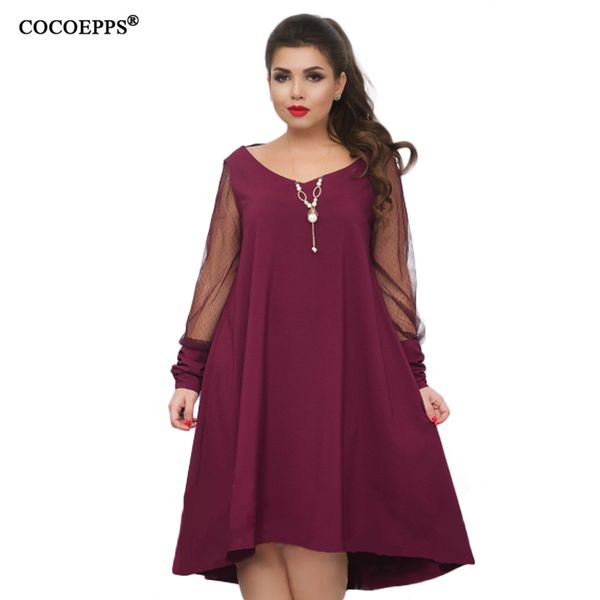 

cocoepps 5xl 6xl 2018 loose solid women dress perspective long sleeve big sizes dress plus size casual dresses large clothing, White;black