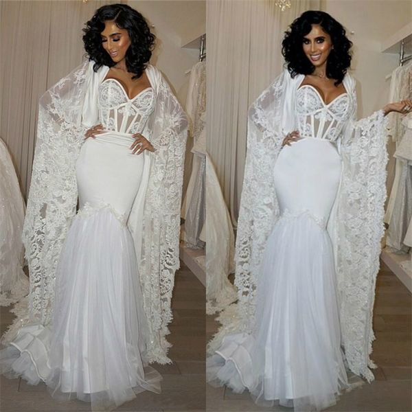 

африканский плюс размер иллюзия свадебные платья с мысом халат кружева аппликации русалка свадебное платье милая длинный поезд свадебные пла, White