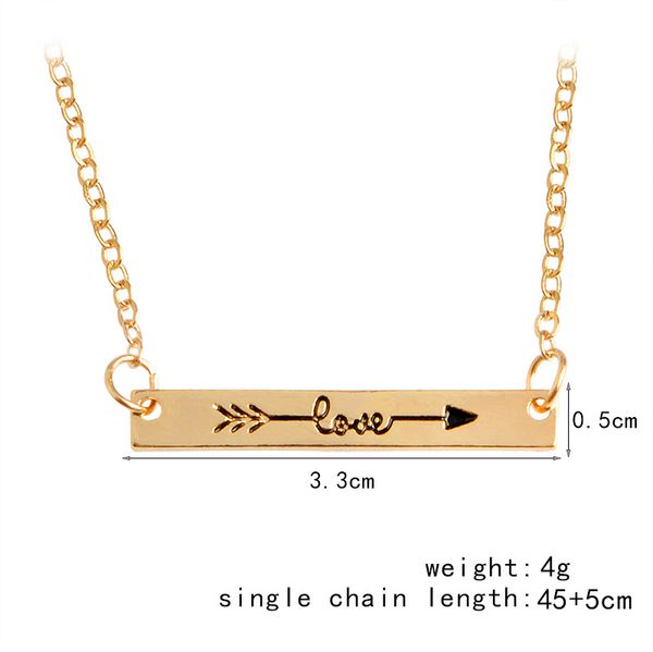 

30pcs gold/silver horizontal love arrow bar necklace letter love bar chain necklace jewelry accessory gift for friend