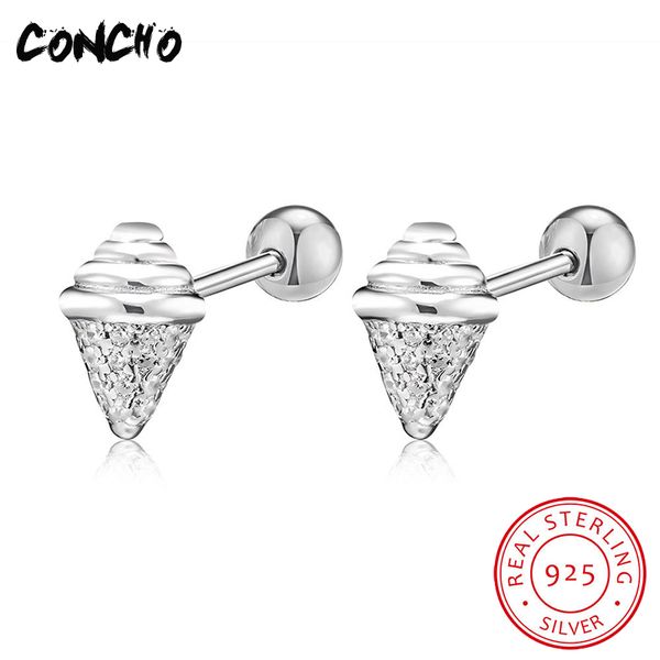 

concho jewelry 925 sterling silver screw shape stud earrings for women party exaggeration gift 2018 new originality earrings, Golden;silver