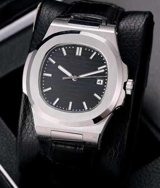 

4 colors luxury nautilus transparent back asia 2813 automatic movement mens watch stainless steel 5711r 40mm leather band wristwatches, Slivery;brown