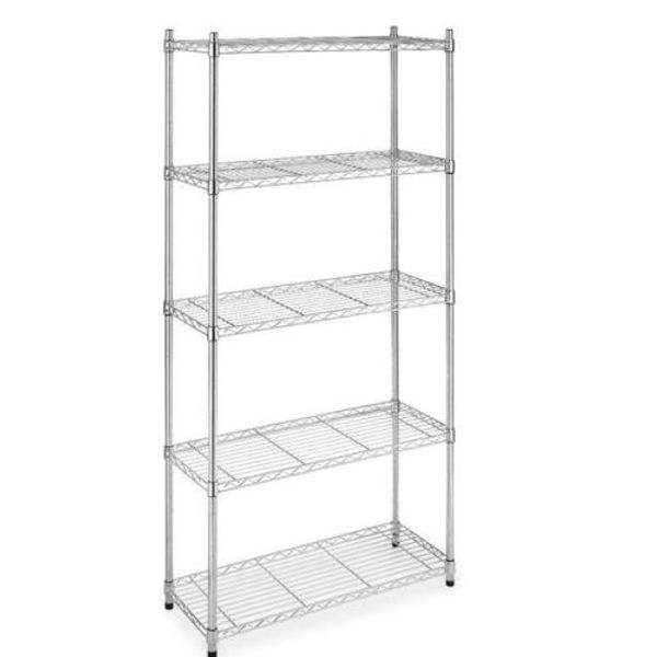 

chrome/black 5-shelf steel wire tier layer shelving 72"x36"x14" storage rack 76