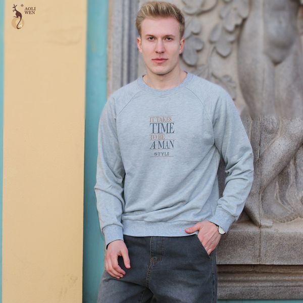 

aoliwen 2018 spring new fashion long sleeve shirts men's 3 colors o-link casual sweatshirts men comfort shirt size s-2xl, Black