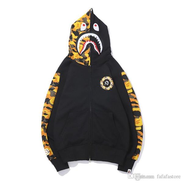 

the weeknd xo x a купание обезьяна bap x shark zip up hoodie черный маленький вышивка пальто с длинными рукавами мужские толстовки кофты, Black