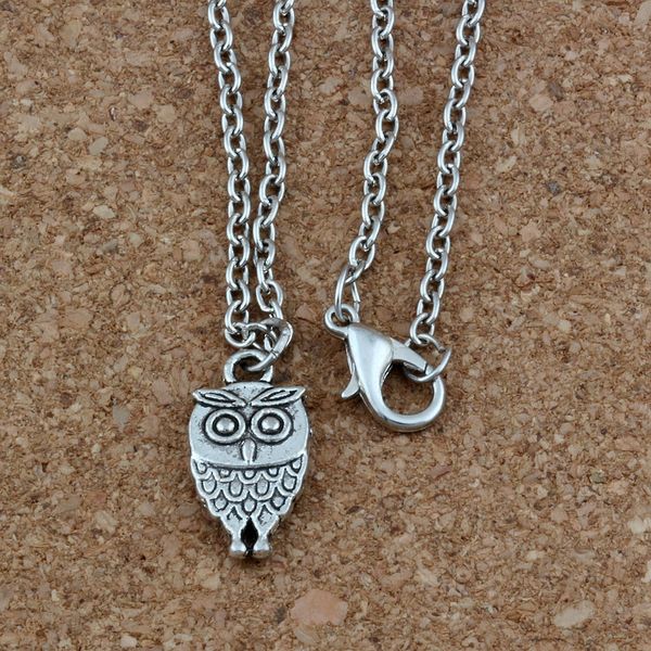 

MIC 24pcs / lot Ancient silver Alloy 3D Bird Owl Charms Charm Pendant Necklaces 18 inches Chains Jewelry DIY A-232d