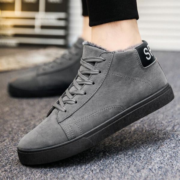 

men boots winter with fur 2018 warm snow boots men winter safety work shoes man footwear fashion rubber ankle shoes 39-44, Black