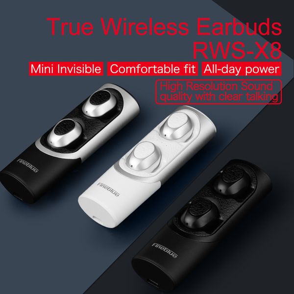 FineBlue RWS-X8 Iş Kablosuz Kulak Kulaklık Bluetooth 5.0 Hifi Stereo Kulaklık TWS Güç Banka Ile Handsfree Kulaklık