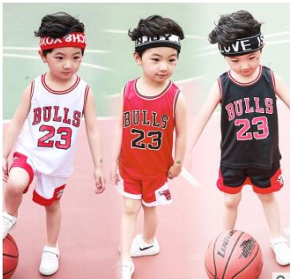 

brand new children clothing basket ball set toddler boy girls summer casual sports 2-piece set teenage basket ball tee shorts ing, White