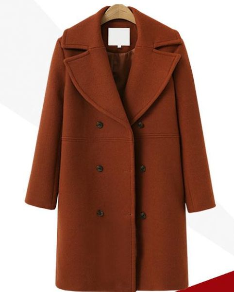 

send 2018 autumn winter new style overcoat women's medium length woollen coat, Black