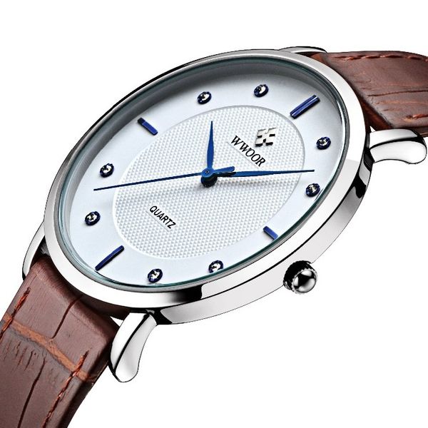 

super slim quartz casual wristwatch business japan wwoor enuine leather analog sports watch men's 2015 relogio masculino, Slivery;brown