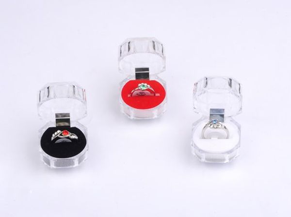 

3 colors jewelry package boxes ring holder earring display box acrylic transparent wedding packaging storage ring box, Black;white