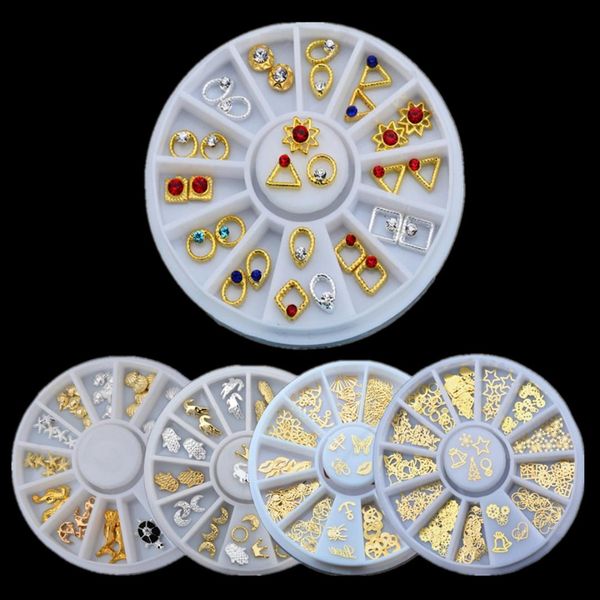 

new golden metal christmas nail wheel sea crown design nail art deco slice red crystal alloy mix shape diy manicure rhinestones, Silver;gold