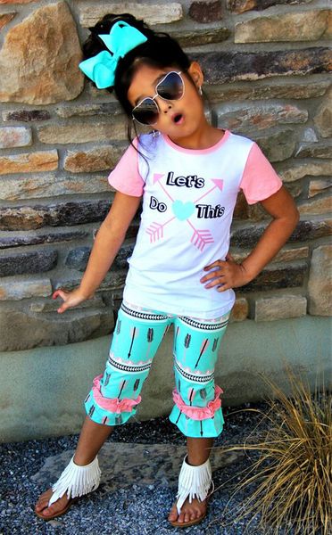 

детские детская одежда набор букв футболки брюки повязки набор мода летняя девочка дети топы костюмы бутик одежда наряды by0122-17, White