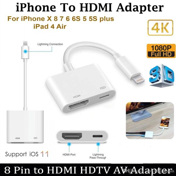 

HD 1080P 8Pin для света HDMI цифровой AV аудио-видео адаптер кабель для iPhone iPad для HDMI HDTV дис