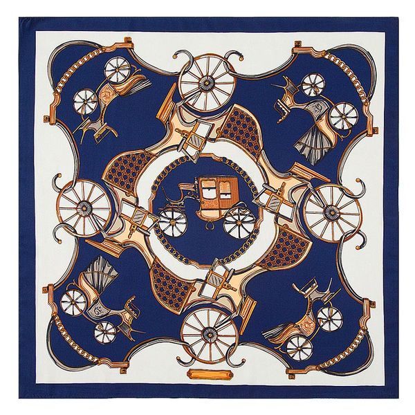 

blue color carriage women 100% silk square scarf handmade design satin foulard femme echarpe small ladies neck scarves 60*60cm, Blue;gray