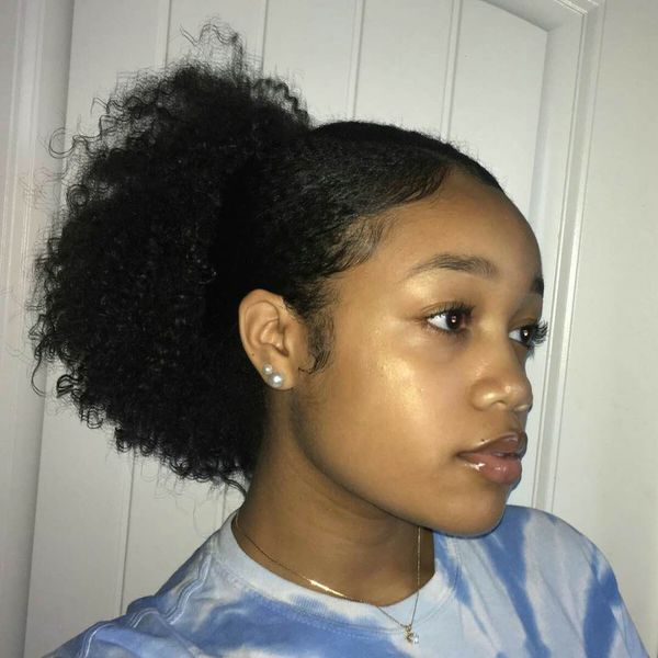 

100% puff afro kinky curly human hair ponytail for black women brazilian virgin hair drawstring ponytail hair extensions 10-20 inch 120g