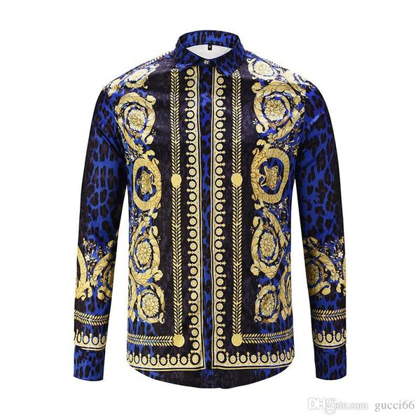 

2018 Новая мода Роскошный Ретро Медуза печатных мужская рубашка slim Fit хлопковые руб