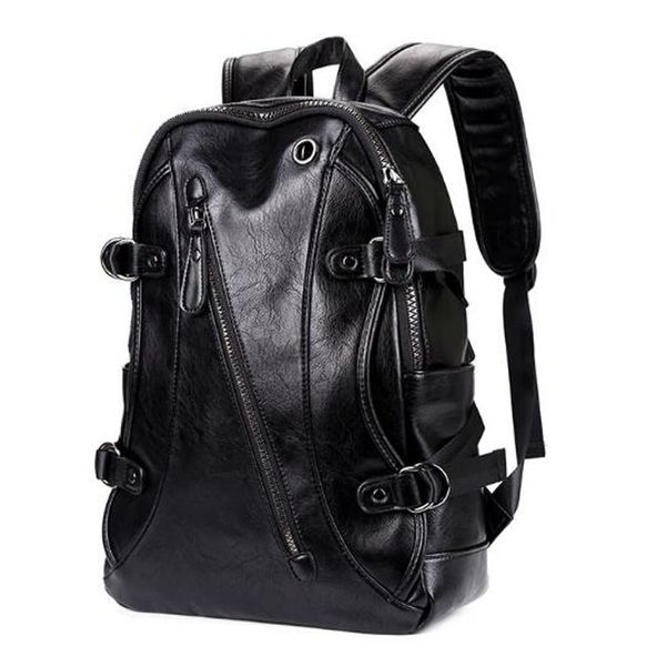 

new lapbackpack men leather backpacks for teenager vintage pu leather school bag travel backpack youth casual daypacks