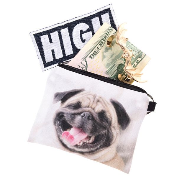 

cartoon dog prints mini square coin purse wallet 3d animal prints women purse small zipper pouch keys bags, Red;black