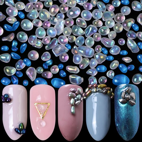 

1pcs mermaid crystal ab nail art rhinestones irregular rainbow stone bead gem for 3d nail decoration accessories manicure ji080, Silver;gold