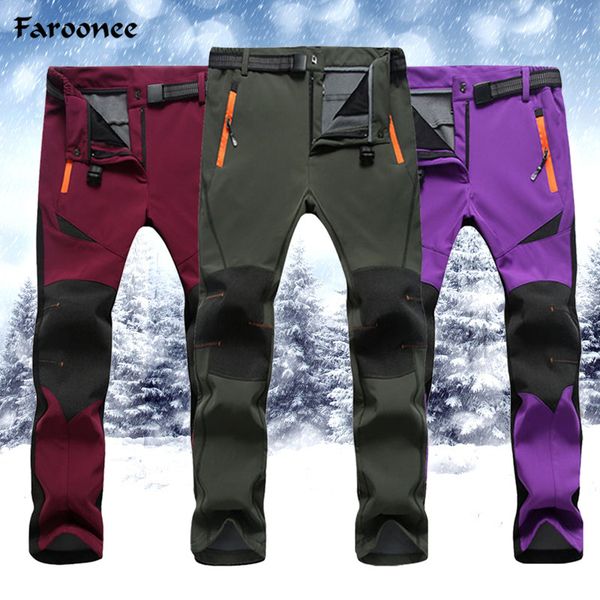 

2018 new winter womens mens pants soft fleece windproof waterproof warm mountain trousers y2228, Black