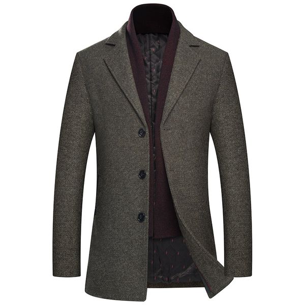 

winter wool coat men warm thick men pea coats regula wool blend casual mens overcoat jacket large size abrigo de lana hombre, Black