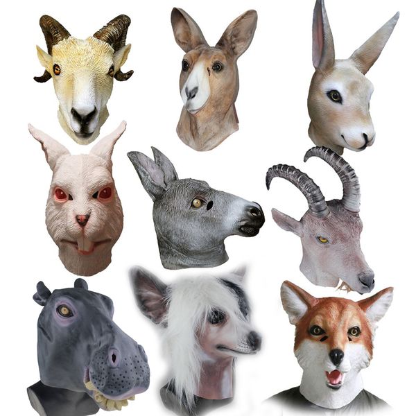 

latex animal full head mask halloween cosplay popular costume party theater props