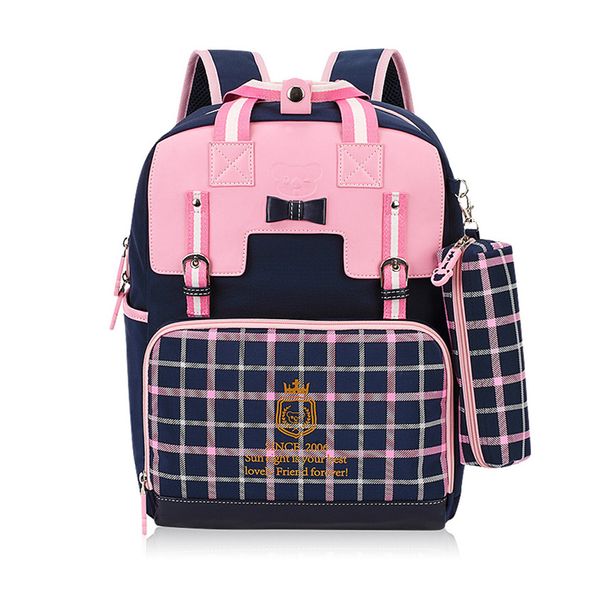 

girls school backpack women travel bags bookbag mochila plaid bag children school bags for teenagers red pencil case