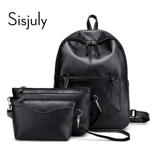 

3 pcs sets pu leather female backpack women travel backpacks casual daypack black women bag ladies girls school bags clutch sac