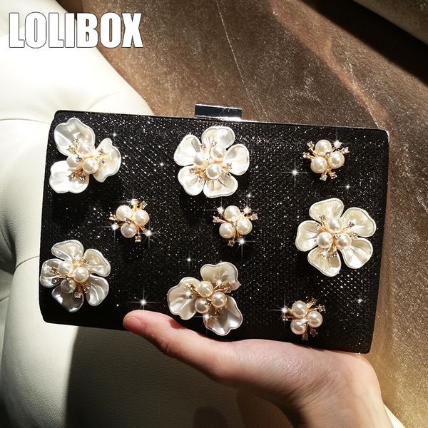 

lolibox women evening bag handmade flowers inlaid diamond flashing women day clutch wallet wedding purse party dress pack