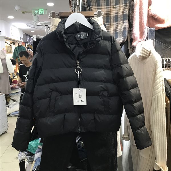 

new winter women's cotton-padded jacket lady's zipper coat loose short outwear jackets coats, Black;brown