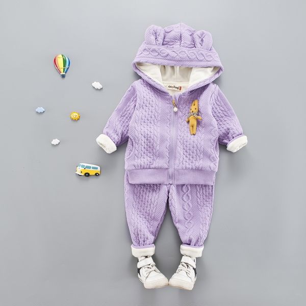 

kids casual letter hooded plus velvet thicken cartoon coat autumn winter children, White