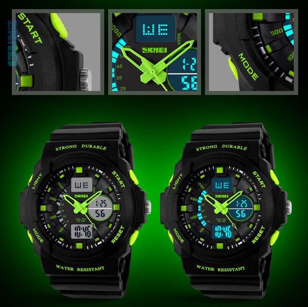 Mens Outdoor Sport Watches Double Display Multifunction Waterproof