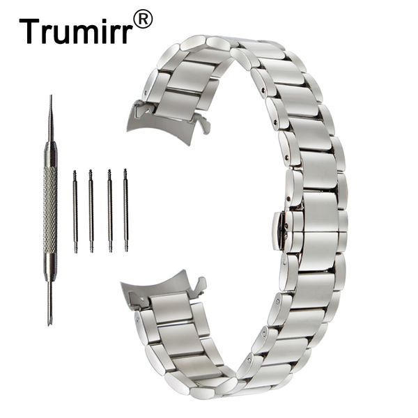 

18mm 20mm 22mm stainless steel watchband for jacques lemans curved end strap butterfly buckle belt wrist bracelet black silver, Black;brown