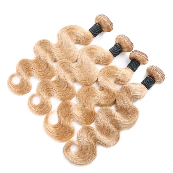 

indian virgin human hair strawberry blonde weaves 4bundles of #27 honey blonde body wave virgin indian human hair wefts extensions, Black