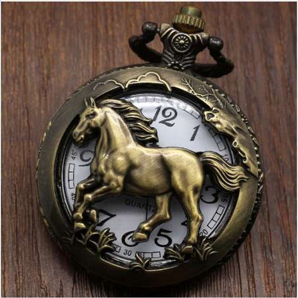 

pocket men hollow de bolso gifts pocket necklace relogio quartz watch horse pendant p907c watch bronze womens xgxvt, Slivery;brown