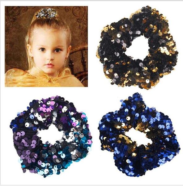 

reversible sequins mermaid hair tie babies shinny stretchy headbands kids girl wholesale hair accessories girl hairbands, Silver