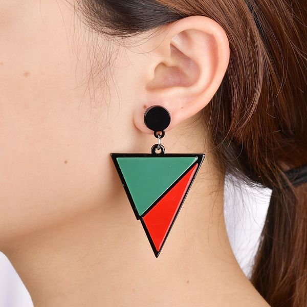

fashion women geometric drop earrings acrylic triangle earrings for women double color statement jewelry pendientes brincos, Silver