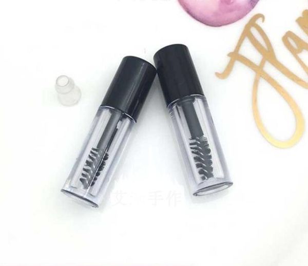 

0.8ml mini clear empty mascara tube eyelash cream vial liquid bottle sample cosmetic container with leakproof inner black cap sn1976
