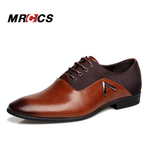 

mrccs pointed shoes big size 38-47 business men's basic casual shoes,black/brown leather cloth elegant design handsome shoes