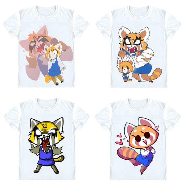 

aggretsuko t-shirts short sleeve shirts anime aggressive retsuko aguresshibu retsuko retsuko red panda lesser panda cosplay shirt, White;black