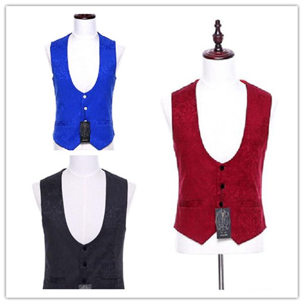 

fashion men's vest business casual men's dress vest is a formal four-color red and white black customization, Black;white