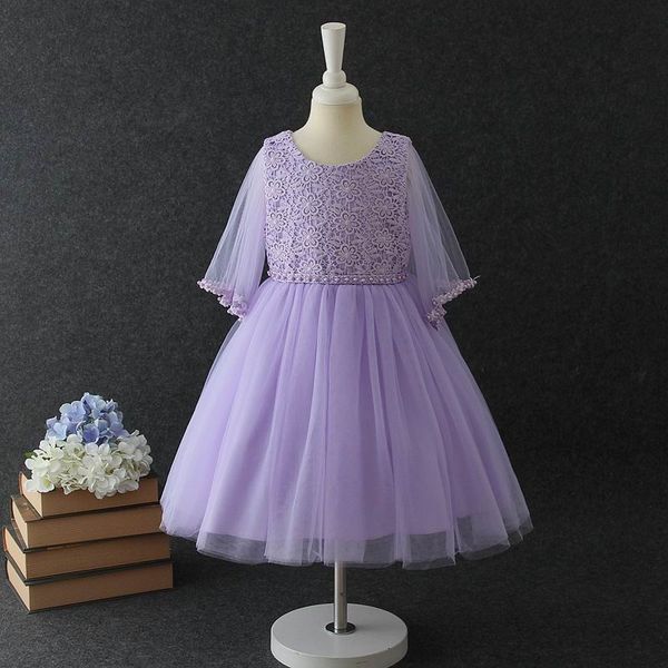 

retail 2018 new design boutique girl dress for party and wedding presenter formal evening pearl three quarter sleeve dress e9011, Red;yellow