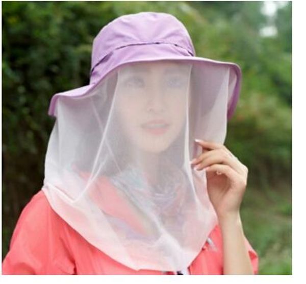 Outdoor mosquito redes verão pesca líquido tampa tampa rosto mosquito net feminino sunscreen véu