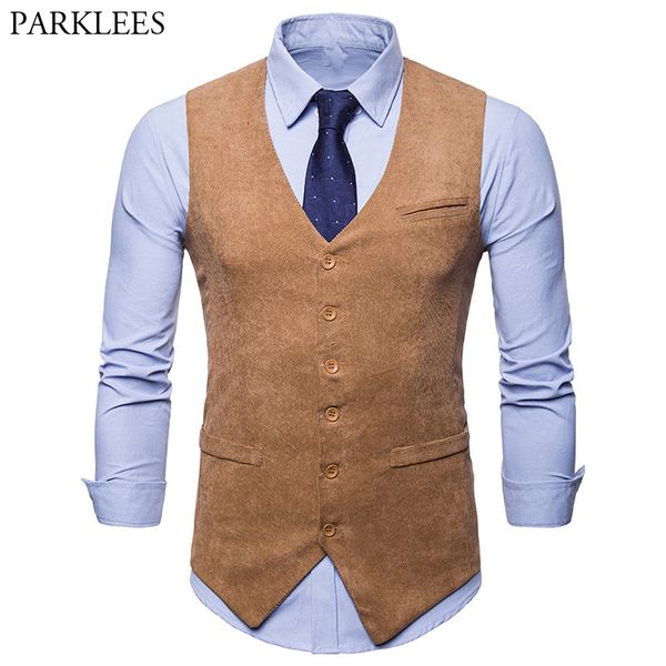 

mens corduroy suit vest 2018 fashion single breasted vest waistcoat men formal business wedding tuxedo colete masculino xxl, Black;white