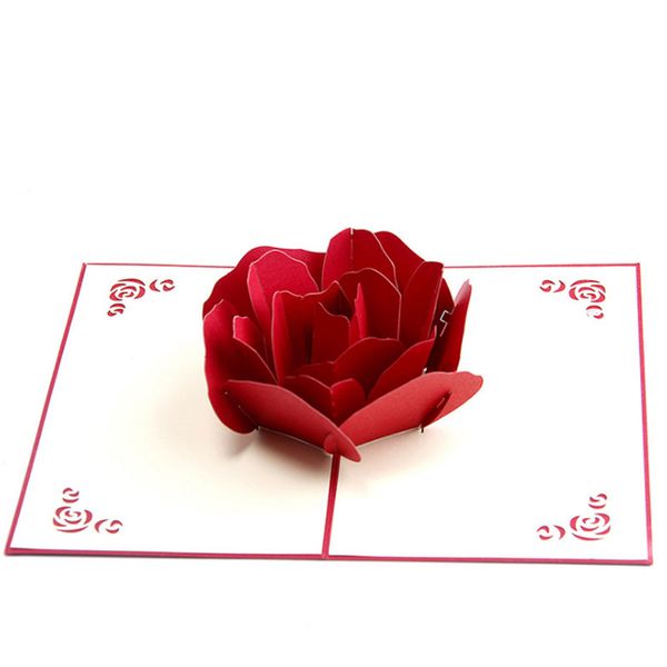 Biglietti d'auguri in carta con fiori pop-up 3D per San Valentino, amante, compleanno, invito a nozze, forniture per feste festive