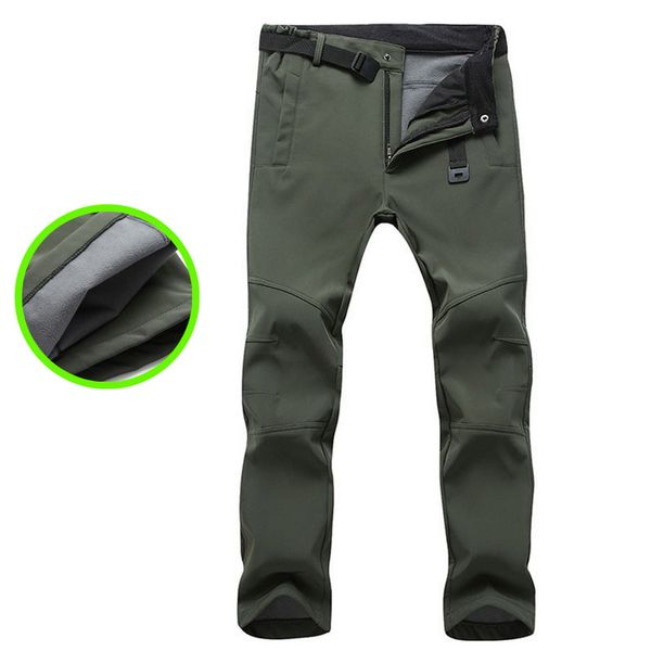 

высокое качество 2020 на открытом воздухе осень зима сгущает руна тепловой теплой мягкой оболочки натяжных водонепроницаемый военные брюки м, Black