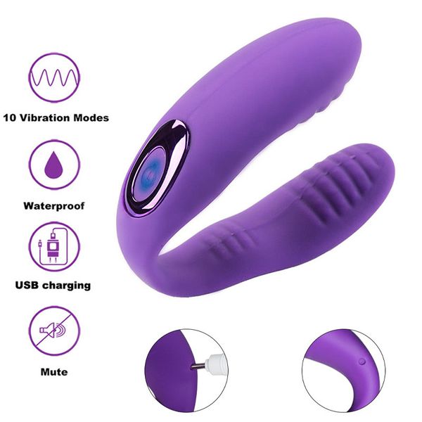 U Forma Clitóris Estimulador G-Spot Vibrador Anal Massageador USB Recarregável 10 Velocidade Silicone À Prova D 'Água Vibradores Vibradores para Mulheres Brinquedos Sexuais